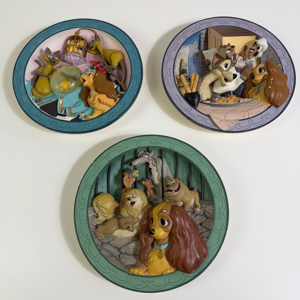 Disney Lady and the Tramp 40th Anniversary 3D Collector Plate Set Limited Ed.